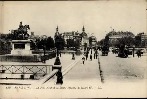 Ak Paris IV, Pont Neuf, Reiterstatue von Heinrich IV