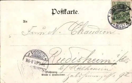 Litho Straßburg Elsass Bas Rhin, Neue Rheinbrücke