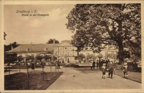 Ak Strasbourg Straßburg Elsass Bas Rhin, Partie in der Orangerie