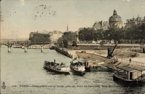 Ak Paris VII, Seine, aufgenommen vom Pont du Carrousel