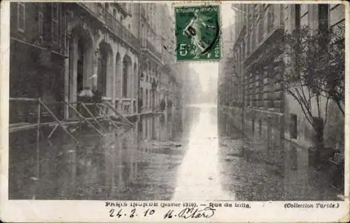 Ak Paris VII, Rue de Lille, Die große Seineflut, Januar 1910