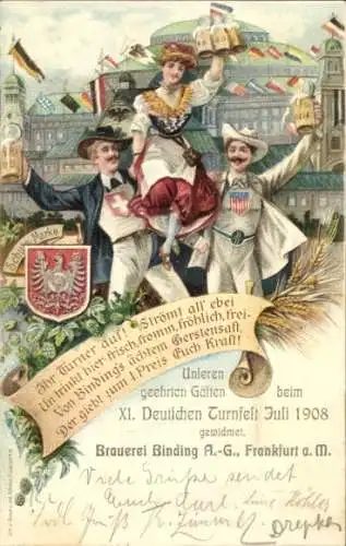 Wappen Litho Frankfurt am Main, XI. Deutsches Turnfest Juli 1908