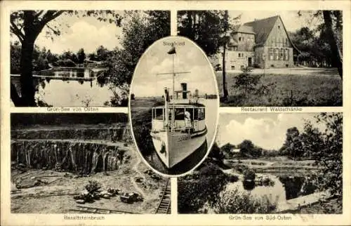 Ak Frankfurt am Main, Restaurant Waldschänke, Grün-See, Basaltsteinbruch, Dampfer Siegfried