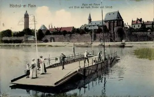 Ak Höchst Frankfurt am Main, Fähre, kath. Kirche, Schloss