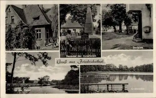 Ak Friedrichsthal Oranienburg in Brandenburg, Gefallenendenkmal, Grabowsee, Elisabethstift