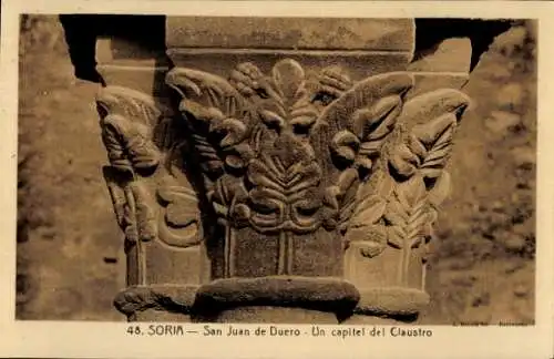 Ak Soria Kastilien und León Spanien, San Juan de Duero, capitel del Claustro