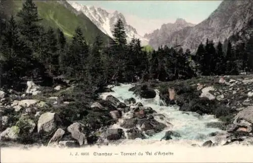 Ak Champex Kanton Wallis Schweiz, Torrent du Val d'Arpette