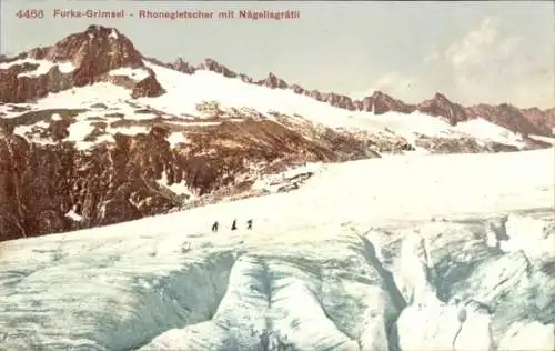 Ak Kt Wallis Schweiz, Rhonegletscher, Furka-Grimsel, Nägelisgrätli