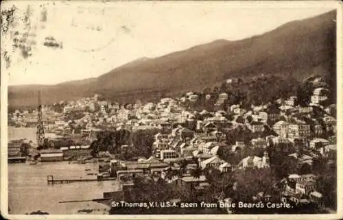 Ak Saint Thomas Amerikanische Jungferninseln, Blick vom Blue Beard's Castle