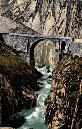 Ak Göschenen Kanton Uri, Schöllenen, Teufelsbrücke