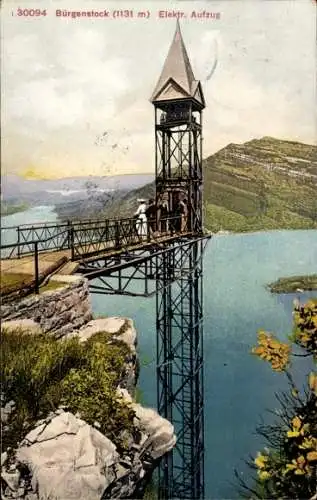 Ak Bürgenstock Kanton Nidwalden, Elektrischer Aufzug, Hammetschwand-Lift