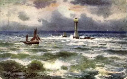 Künstler Ak Plymouth Cornwall England, Eddystone Leuchtturm