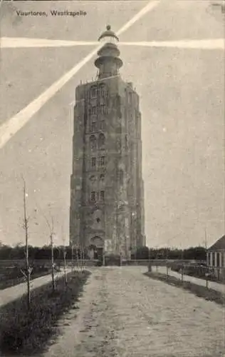 Ak Westkapelle Walcheren Zeeland, Leuchtturm