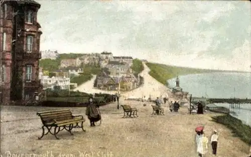 Ak Bournemouth Dorset England, Teilansicht, West Cliff