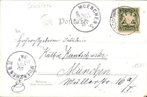 Litho Schützengruß vom 450-jährichen Schützenjubiläum, München