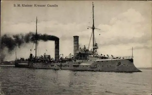 Ak Deutsches Kriegsschiff, SMS Gazelle, Kl. Kreuzer, Ansicht Steuerbord, Kaiserliche Marine