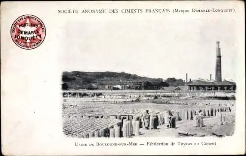 Ak Boulogne sur Mer Pas de Calais, Societe Anonyme des Ciments Francais, Usine, Fabrication