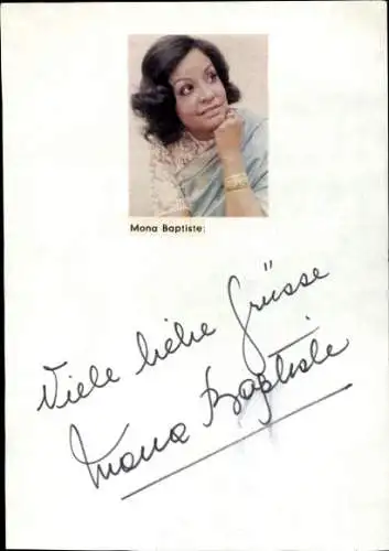 Ak Schauspielerin Mona Baptiste, Portrait, Autogramm