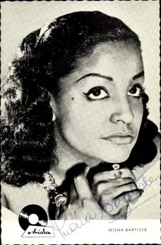 Ak Sängerin Mona Baptiste, Ariola, Portrait, Autogramm
