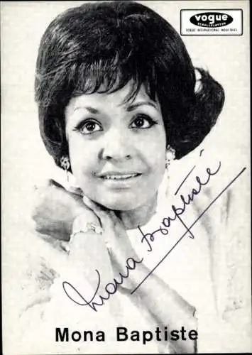 Ak Schauspielerin Mona Baptiste, Portrait, Autogramm, Sängerin