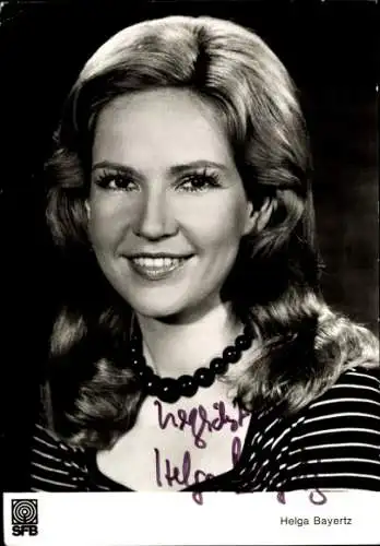 Ak Fernsehansagerin Helga Bayertz, Portrait, Autogramm