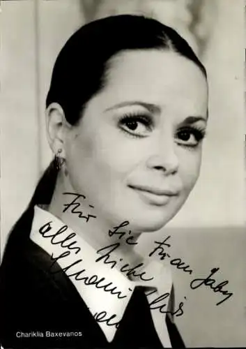 Ak Schauspielerin Chariklia Baxevanos, Portrait, Autogramm