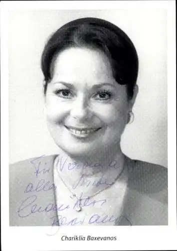 Ak Schauspielerin Chariklia Baxevanos, Portrait, Autogramm