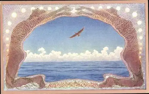 Jugendstil Künstler Ak Fidus, Meeres-Mittagweiten, Vogel im Flug