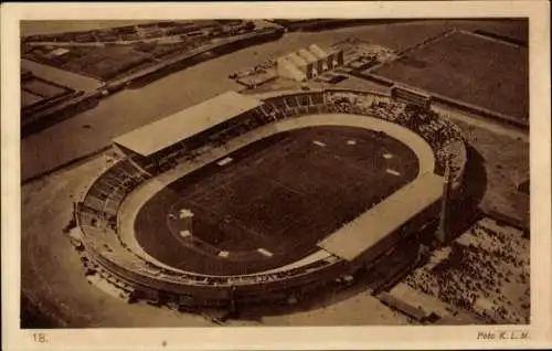 Ak Amsterdam Nordholland Niederlande, Olympiastadion, Olympische Spiele 1928, Fliegeraufnahme