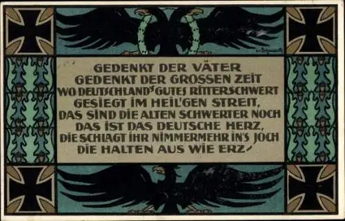 Künstler Ak Schauroth, Lina v., Kriegs-Frauen- u. Kinder-Fürsorge Bingen, Gedenkt der Väter