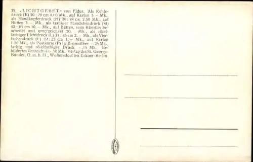 Jugendstil Künstler Ak Fidus, Lichtgebet, Farbige Steinzeichnung