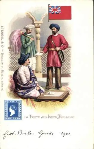 Briefmarken Litho Indien, Die Post in Englisch-Indien, Postbote, Commonwealth