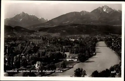 Ak Innsbruck in Tirol, Totale mit Serles und Nockspitze