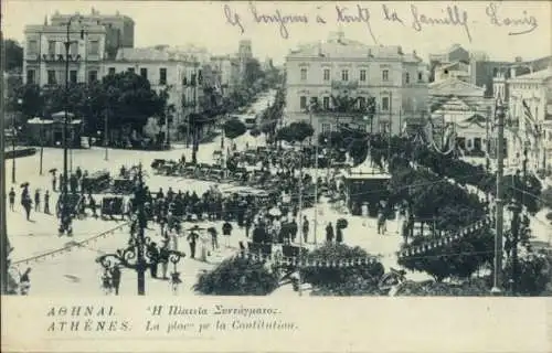 Ak Athen Griechenland, Place de la Constitution
