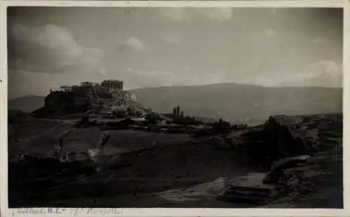 Ak Athen Griechenland, Blick zur Akropolis mit Umgebung, Tempelruinen