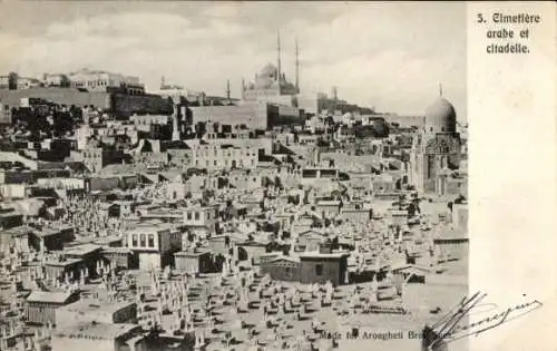 Ak Alexandria Ägypten, Cimetière arabe et citadelle,  5. Arabischer Friedhof und Zitadelle