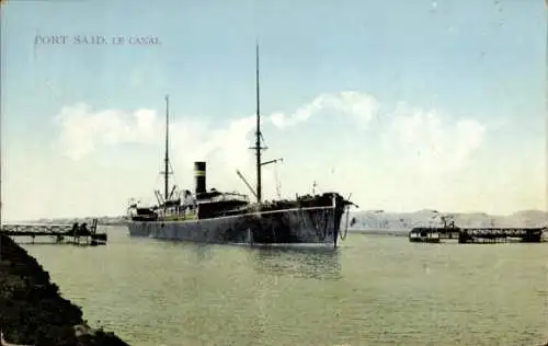 Ak Port Said Ägypten, Kanal, Schiff