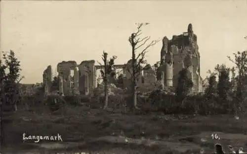 Foto Ak Langemark Poelkapelle Westflandern, Kriegszerstörungen, I. WK