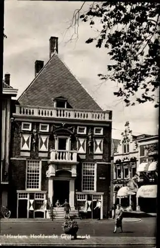 Ak Haarlem Nordholland Niederlande, Hoofdwacht Grote Markt