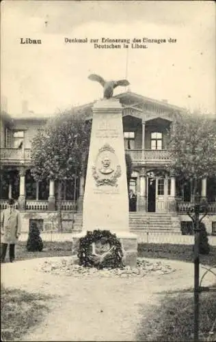 Ak Liepaja Libau Lettland, Denkmal zur Erinnerung des Einzuges der Deutschen