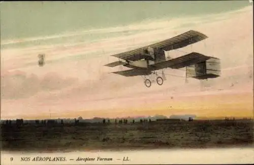 Ak Farman Flugzeug, Doppeldecker