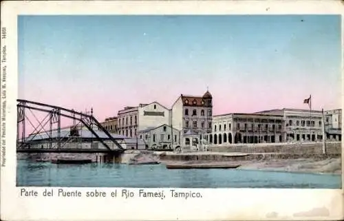 Ak Tampico Mexiko, Partie am Hafen, Brücke