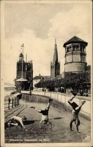 Ak Düsseldorf am Rhein, Düsseldorfer Radschläger am Rhein, Turm