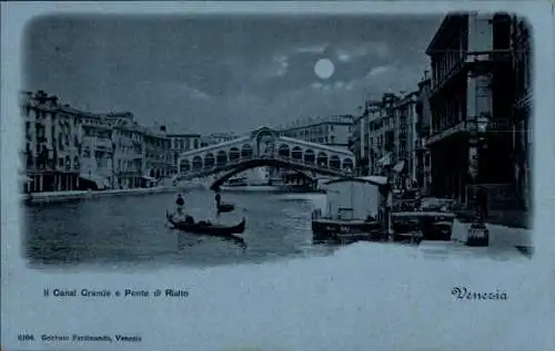 Mondschein Ak Venezia Venedig Veneto, Canal Grande, Ponte di Rialto