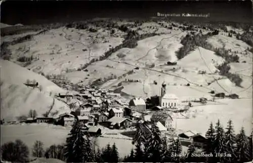 Ak Saalbach in Salzburg, Gesamtansicht, Bergstation Kohlmeiskopf, Schnee