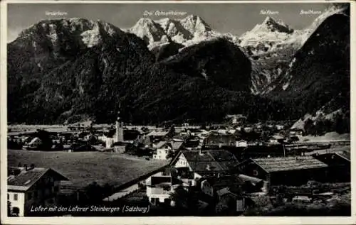 Ak Lofer in Salzburg, Panorama, Loferer Steinberge, Drei Ochsenhörner, Reifhorn, Breithorn