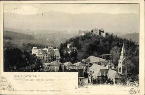 Ak Badenweiler im Schwarzwald, Blick von der Adler-Eiche, Hotel Römerbad