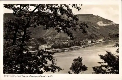 Ak Assmannshausen Rüdesheim am Rhein, Blick vom Schweizerhaus