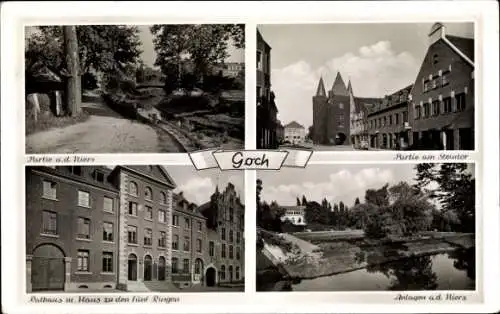 Ak Goch am Niederrhein, Rathaus, Haus zu den fünf Ringen, Steintor, Niers