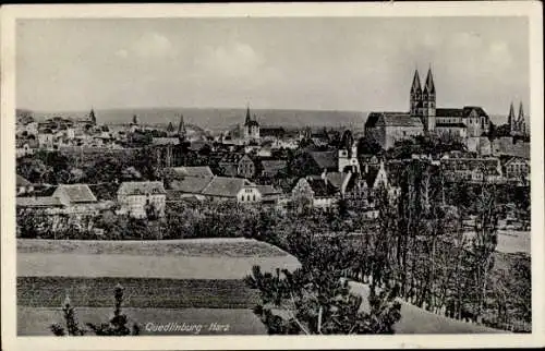 Ak Quedlinburg im Harz, Teilansicht, Kirche